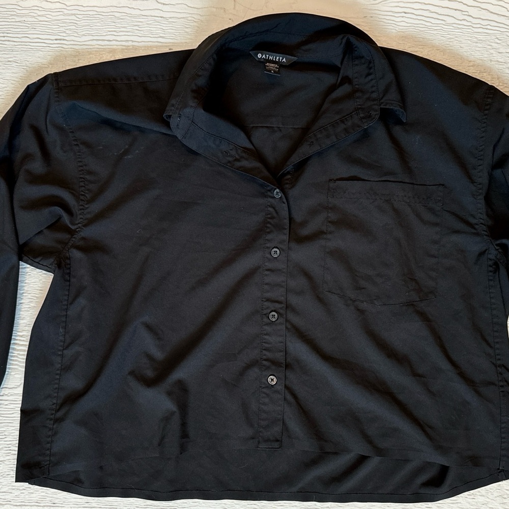 Athleta Black Button-Up Shirt